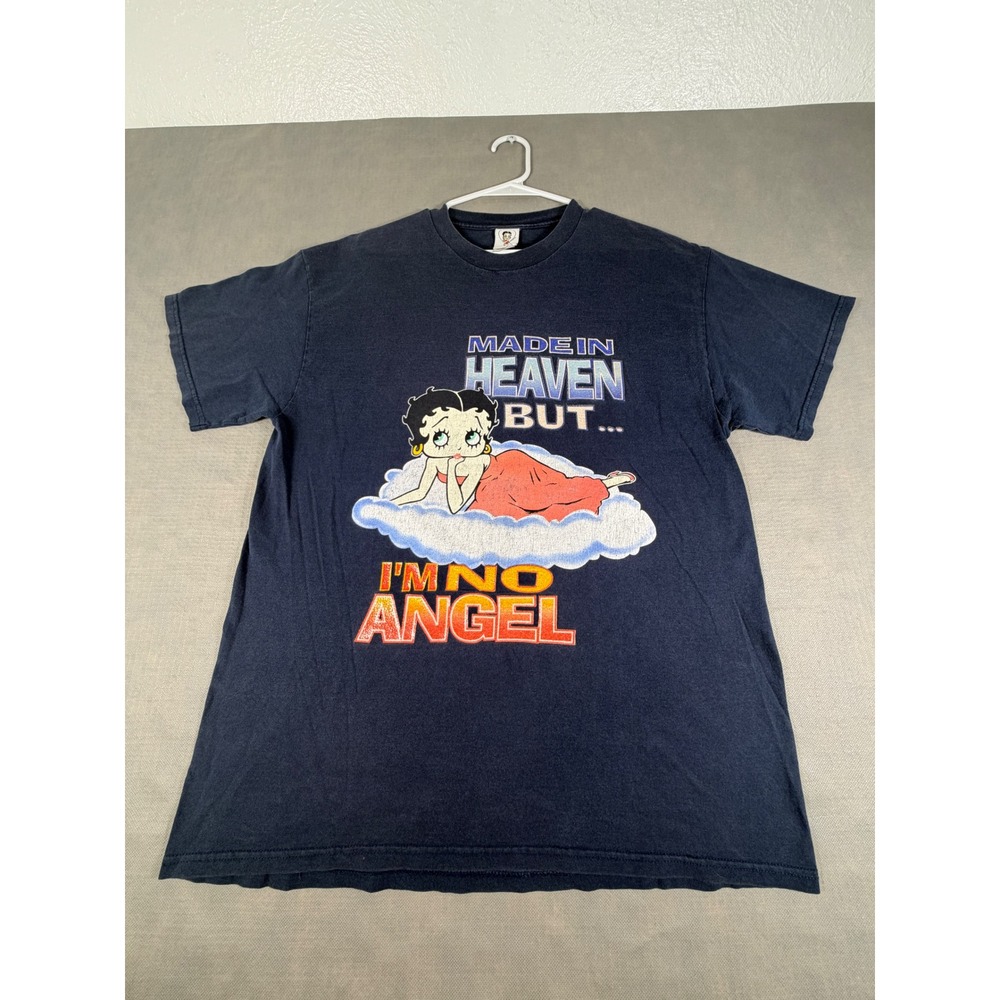 Vintage 2001 Betty Boop Made in Heaven Im No Angel Navy Blue T-Shirt L